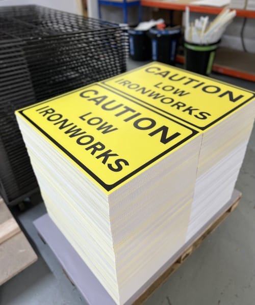 Temporary-road-signs-printed-on-correx - printaman. Signage, printing and t-shirt supplier Corex boards